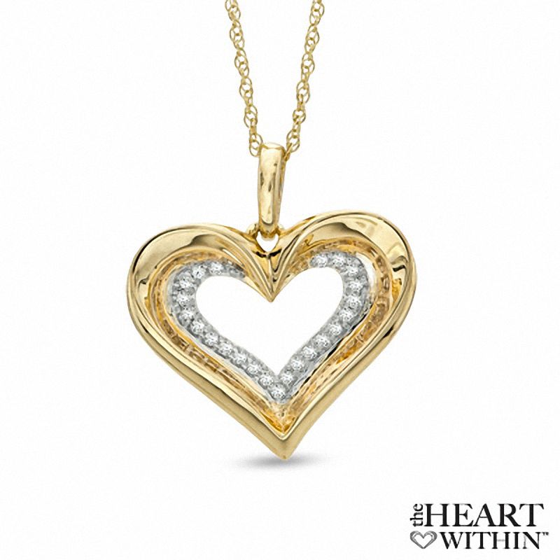 The Heart Within™ 0.10 CT. T.W. Diamond Heart Pendant in 10K Gold