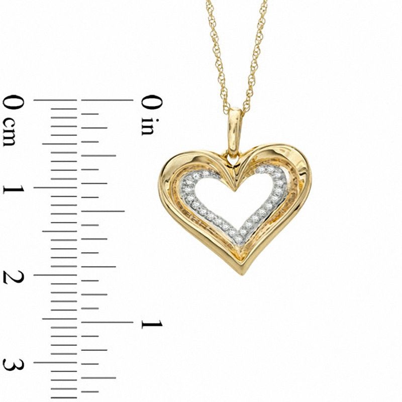 Main Image 2 of 0.10 CT. T.W. Diamond Heart Pendant in 10K Gold