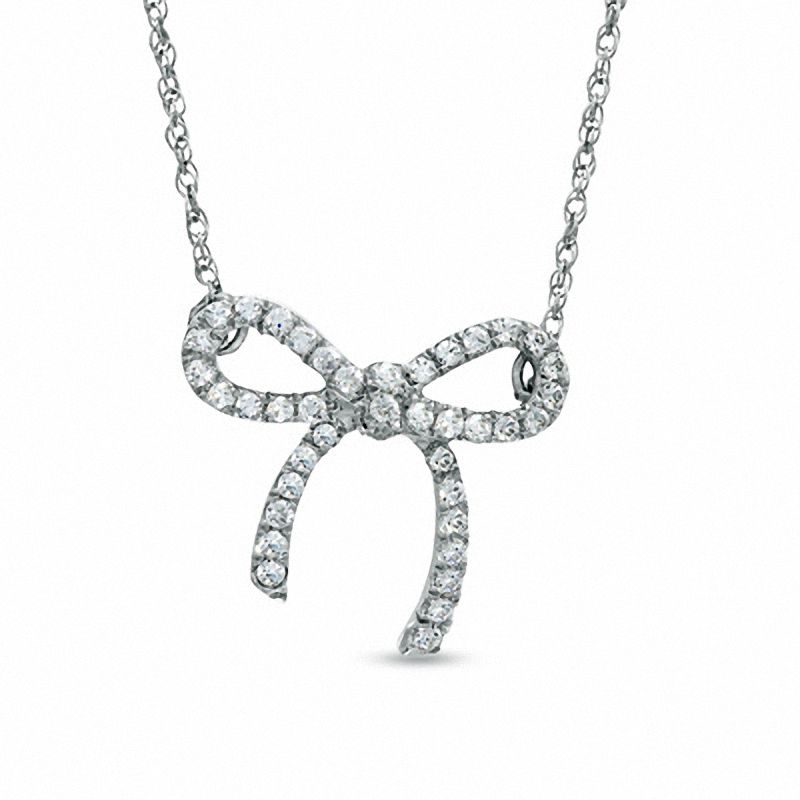 0.25 CT. T.W. Diamond Bow Necklace in Sterling Silver|Peoples Jewellers