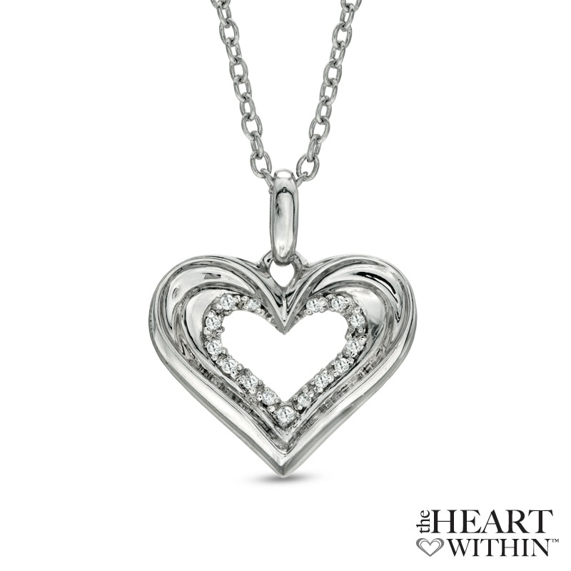 Main Image 1 of Diamond Accent Heart Pendant in Sterling Silver