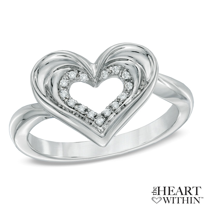 Main Image 1 of Diamond Accent Heart Ring in Sterling Silver