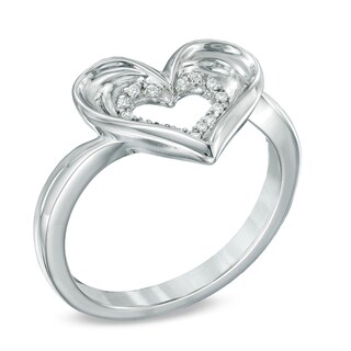 Diamond Accent Heart Ring in Sterling Silver