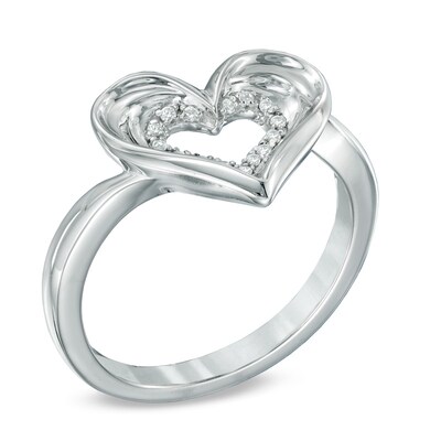 Diamond Accent Heart Ring in Sterling Silver