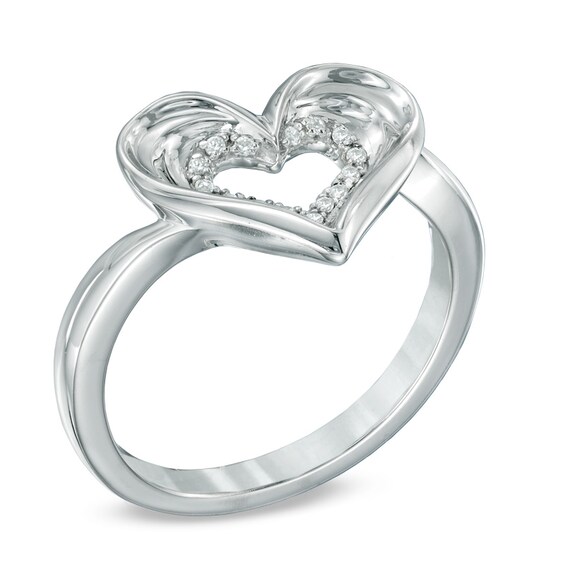Diamond Accent Heart Ring in Sterling Silver