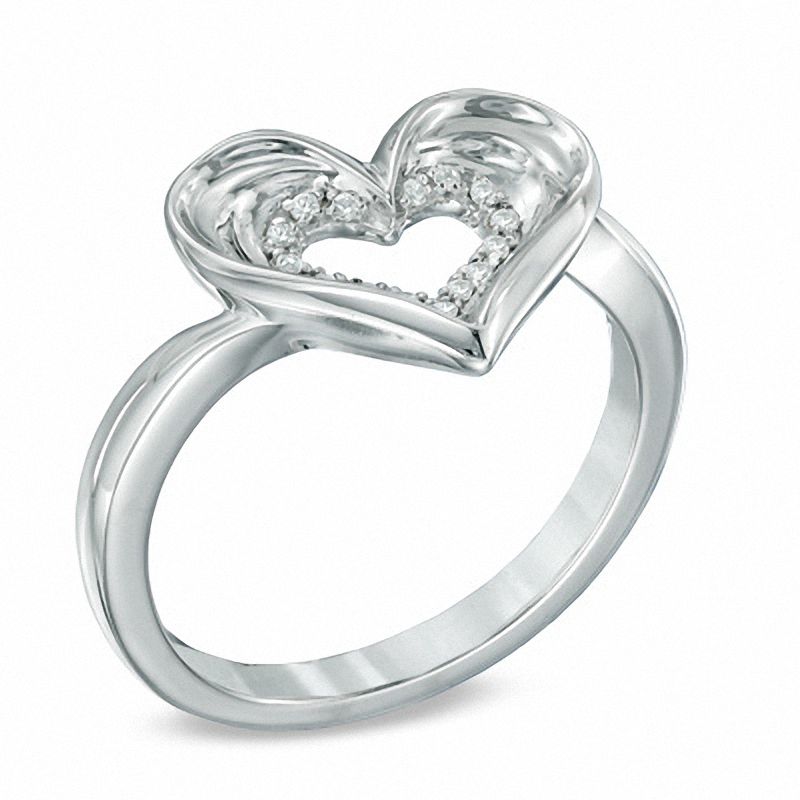 Diamond Accent Heart Ring in Sterling Silver