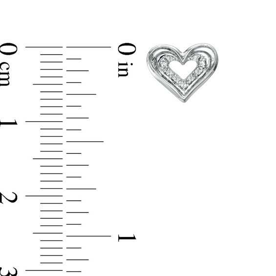 Diamond Accent Heart Stud Earrings in Sterling Silver