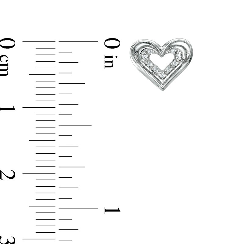 Main Image 2 of Diamond Accent Heart Stud Earrings in Sterling Silver