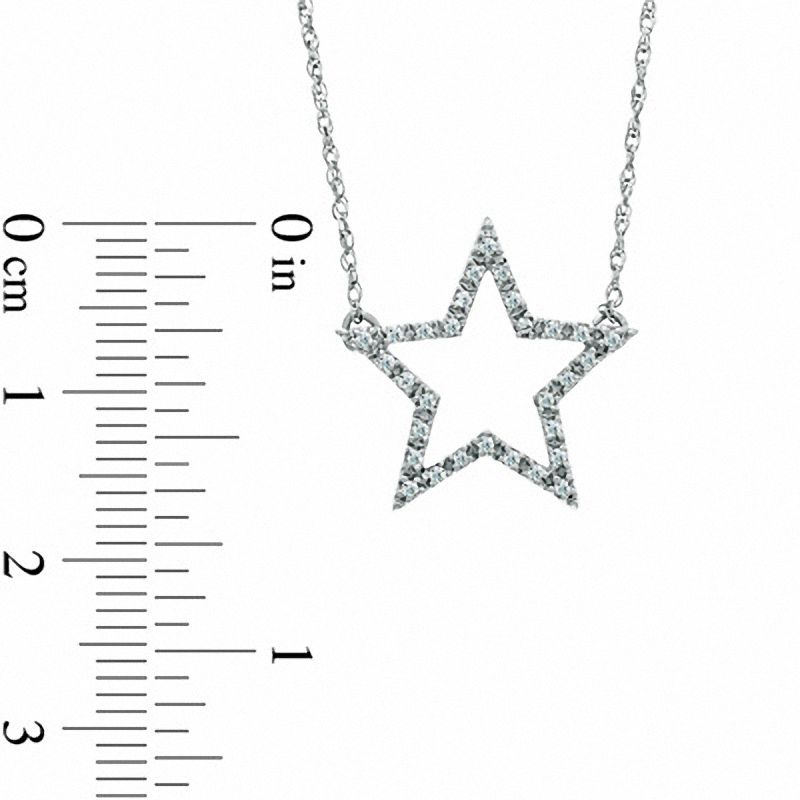 Main Image 2 of 0.12 CT. T.W. Diamond Star Necklace in Sterling Silver