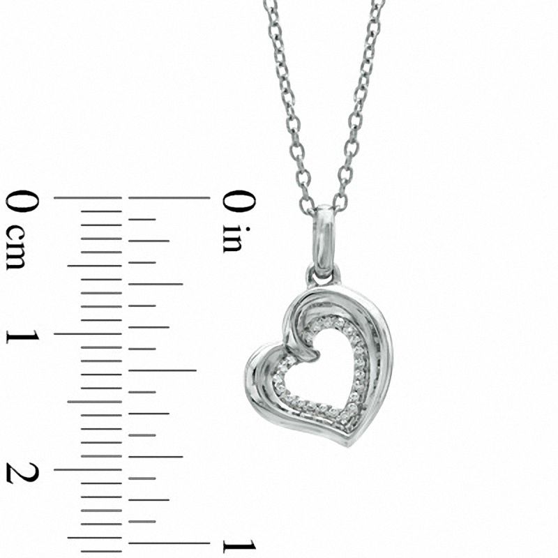 The Heart Within™ Diamond Accent Tilted Heart Pendant in Sterling Silver