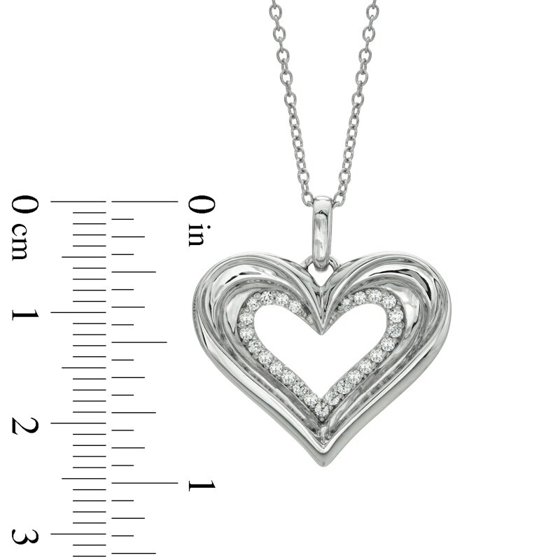 Main Image 2 of 0.15 CT. T.W. Diamond Heart Pendant in Sterling Silver