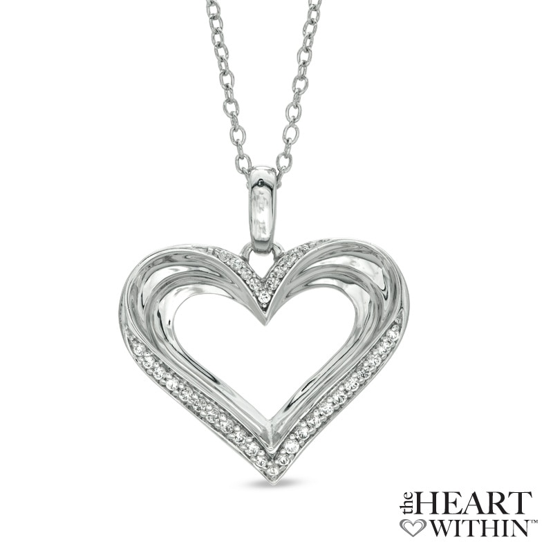 The Heart Within™ 0.15 CT. T.W. Diamond Heart Pendant in Sterling Silver