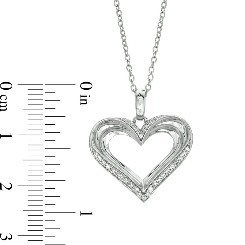 Main Image 2 of 0.15 CT. T.W. Diamond Heart Pendant in Sterling Silver