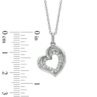 0.15 CT. T.W. Diamond Tilted Heart Pendant in Sterling Silver