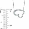 Thumbnail Image 1 of 0.23 CT. T.W. Diamond Sideways Tilted Heart Necklace in Sterling Silver