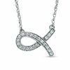 Thumbnail Image 1 of 0.10 CT. T.W. Diamond Ichthys Necklace in Sterling Silver