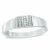 Thumbnail Image 1 of Men's 0.10 CT. T.W. Baguette and Round Diamond Ring in 10K White Gold