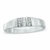 Baguette and Round Diamond Accent Ring in 10K White Gold