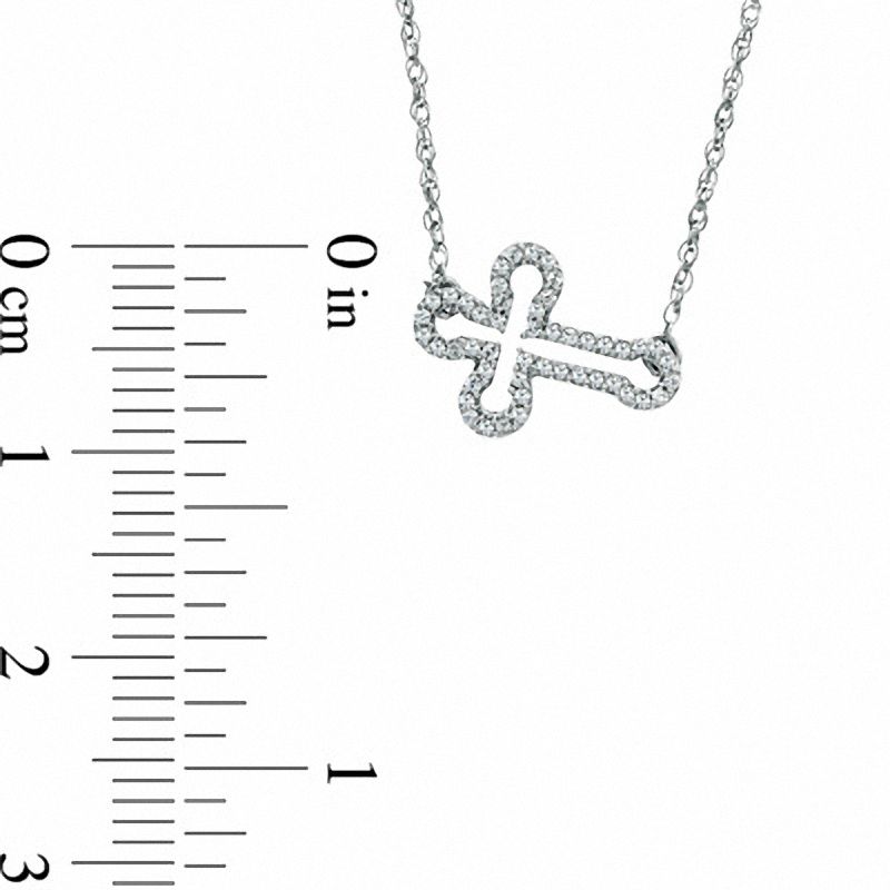 0.16 CT. T.W. Diamond Sideways Gothic-Style Cross Necklace in Sterling Silver