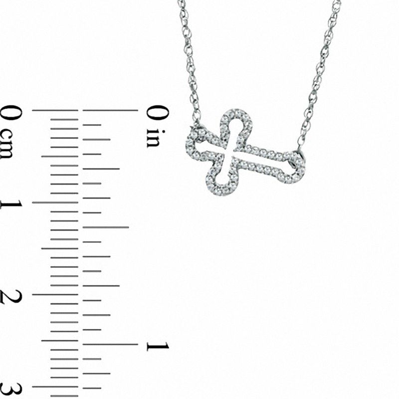 Main Image 2 of 0.16 CT. T.W. Diamond Sideways Gothic-Style Cross Necklace in Sterling Silver