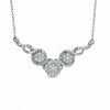 Thumbnail Image 0 of 0.33 CT. T.W. Diamond Three Stone Cluster Chevron Necklace in Sterling Silver