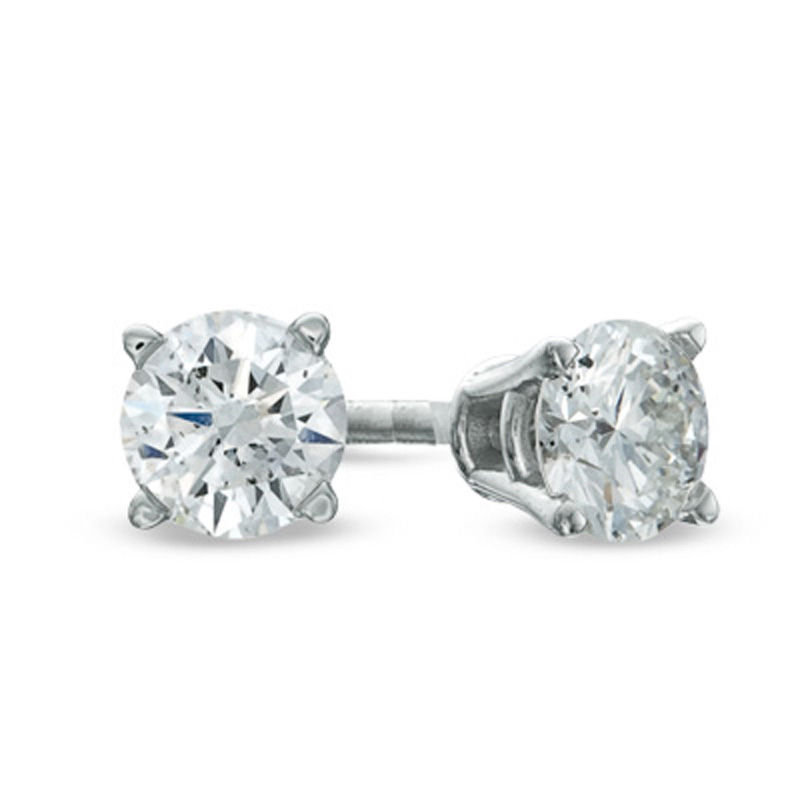 Celebration Canadian Ideal CT. T.W. Diamond Solitaire Stud Earrings in 14K White Gold (I/I1)|Peoples Jewellers