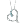 Thumbnail Image 1 of Aquamarine and Diamond Accent Looping Heart Pendant in Sterling Silver
