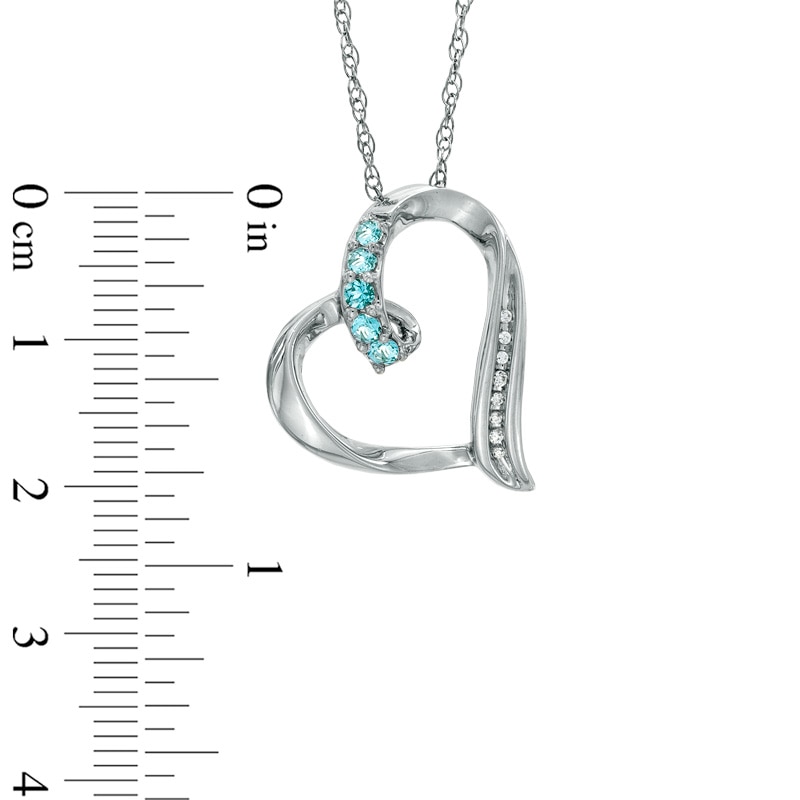 Main Image 2 of Aquamarine and Diamond Accent Looping Heart Pendant in Sterling Silver