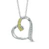 Thumbnail Image 0 of Peridot and Diamond Accent Looping Heart Pendant in Sterling Silver