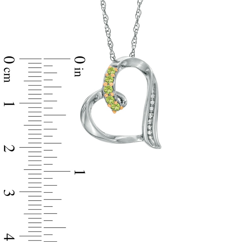 Main Image 2 of Peridot and Diamond Accent Looping Heart Pendant in Sterling Silver