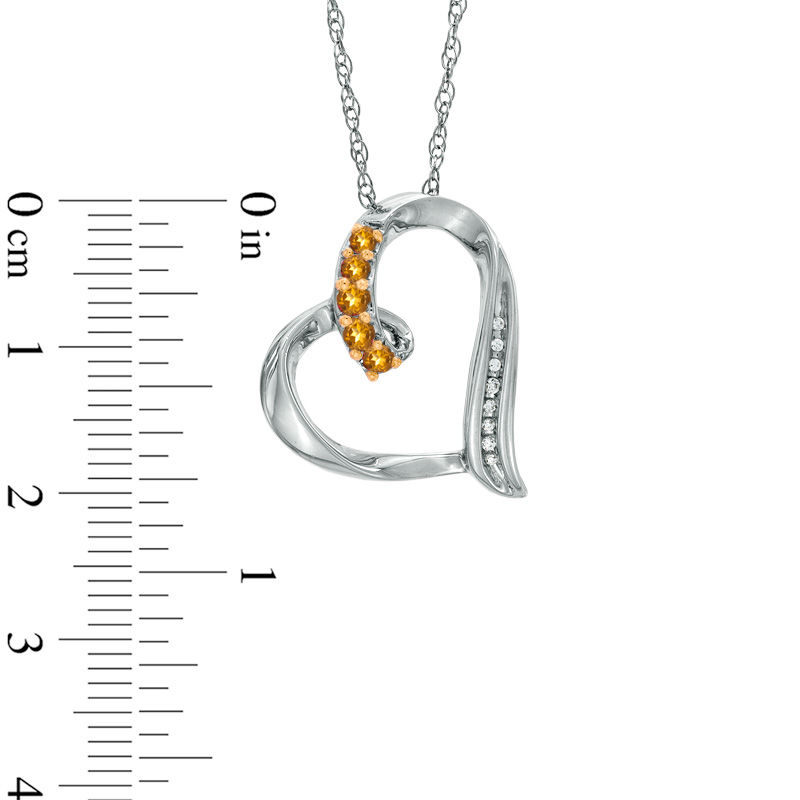 Main Image 2 of Citrine and Diamond Accent Looping Heart Pendant in Sterling Silver