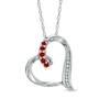 Thumbnail Image 0 of Garnet and Diamond Accent Looping Heart Pendant in Sterling Silver