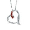 Thumbnail Image 1 of Garnet and Diamond Accent Looping Heart Pendant in Sterling Silver