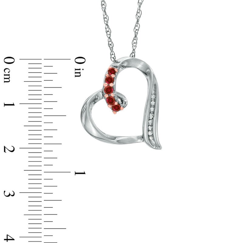 Main Image 2 of Garnet and Diamond Accent Looping Heart Pendant in Sterling Silver