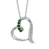 Thumbnail Image 0 of Lab-Created Emerald and Diamond Accent Looping Heart Pendant in Sterling Silver