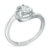 Thumbnail Image 1 of 5.0mm Sideways Heart-Shaped Lab-Created White Sapphire and Diamond Accent Ring in Sterling Silver