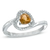 Thumbnail Image 0 of 5.0mm Sideways Heart-Shaped Citrine and Diamond Accent Ring in Sterling Silver