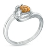 5.0mm Sideways Heart-Shaped Citrine and Diamond Accent Ring in Sterling Silver