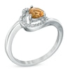 Thumbnail Image 1 of 5.0mm Sideways Heart-Shaped Citrine and Diamond Accent Ring in Sterling Silver