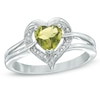 Thumbnail Image 0 of 6.0mm Heart-Shaped Peridot and Diamond Accent Ring in Sterling Silver