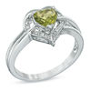 Thumbnail Image 1 of 6.0mm Heart-Shaped Peridot and Diamond Accent Ring in Sterling Silver