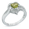 Thumbnail Image 2 of 6.0mm Heart-Shaped Peridot and Diamond Accent Ring in Sterling Silver