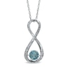 Thumbnail Image 0 of 5.5mm Aquamarine and Diamond Accent Infinity Pendant in Sterling Silver