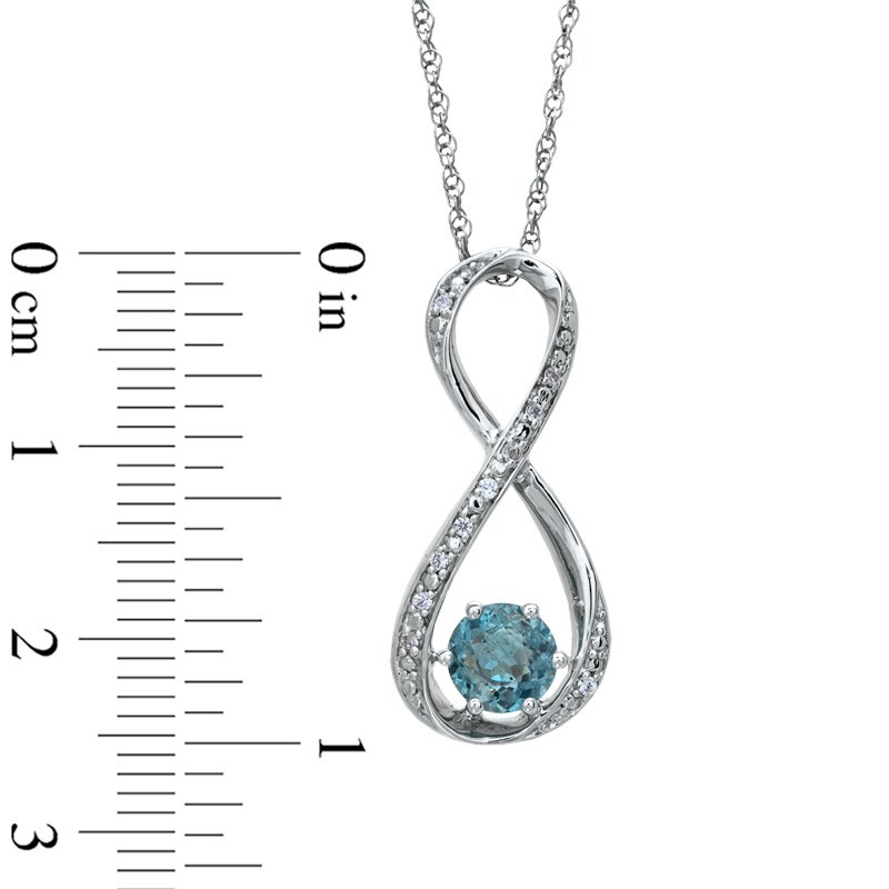 Main Image 2 of 5.5mm Aquamarine and Diamond Accent Infinity Pendant in Sterling Silver