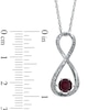5.5mm Garnet and Diamond Accent Infinity Pendant in Sterling Silver