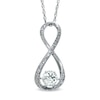 Thumbnail Image 0 of 5.5mm Lab-Created White Sapphire and Diamond Accent Infinity Pendant in Sterling Silver