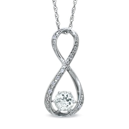 5.5mm Lab-Created White Sapphire and Diamond Accent Infinity Pendant in Sterling Silver