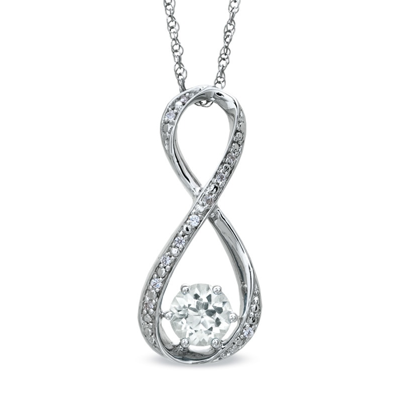 5.5mm Lab-Created White Sapphire and Diamond Accent Infinity Pendant in Sterling Silver