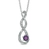 Thumbnail Image 0 of 5.5mm Amethyst and Diamond Accent Twist Pendant in Sterling Silver