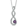 5.5mm Amethyst and Diamond Accent Twist Pendant in Sterling Silver