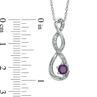 5.5mm Amethyst and Diamond Accent Twist Pendant in Sterling Silver